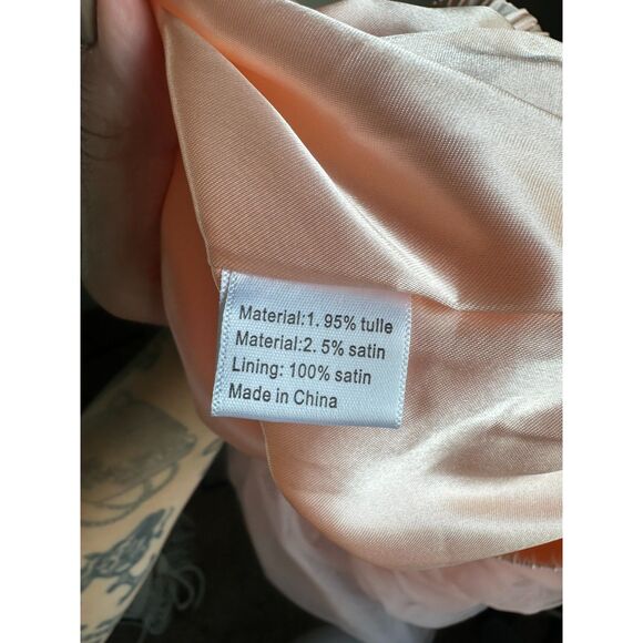 Women's Cut Peach Layered Satin Lined Elastic Waist Tulle Midi Tutu Skirt Size S - Picture 5 of 6